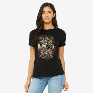 Ladies Fit Skeleton Card Tee in Black