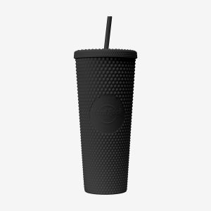 Pop of Color Tumbler with Straw in Black 24oz