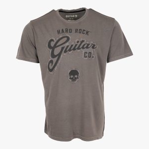Guitar Company Adult Fit Script Skull Tee in Charcoal